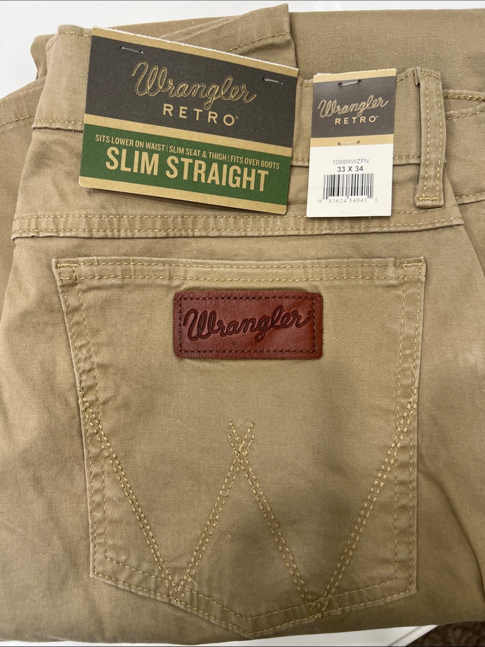 Wrangler Retro Slim Straight Tan Khaki Pants